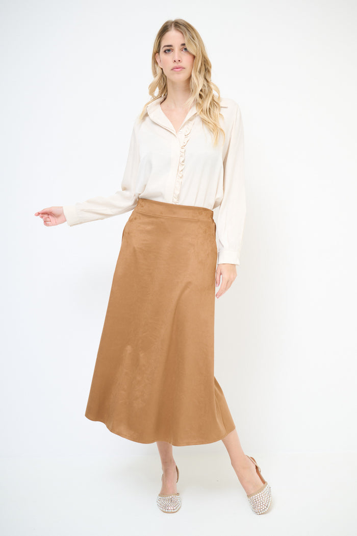 A-line suede midi skirt wholesale