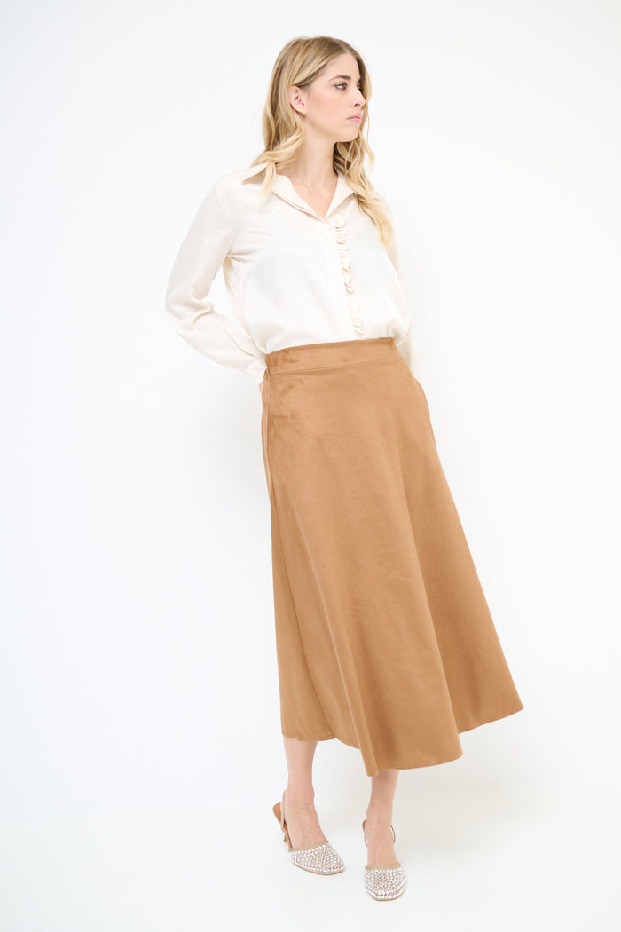 A-line suede midi skirt wholesale