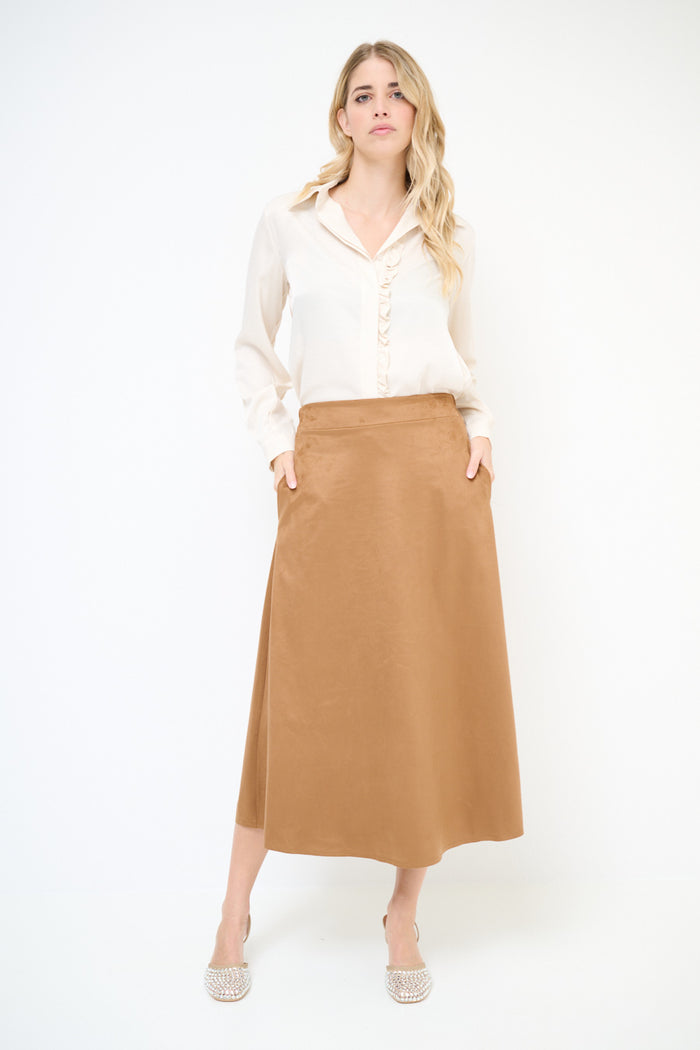A-line suede midi skirt wholesale