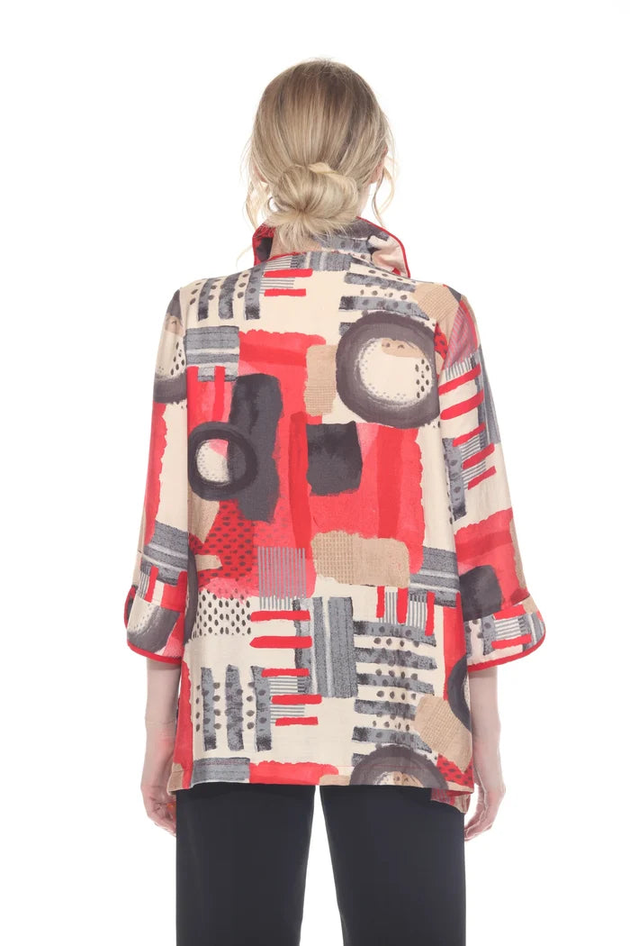 Abstract Brushstroke Blouse Jacket - 4118