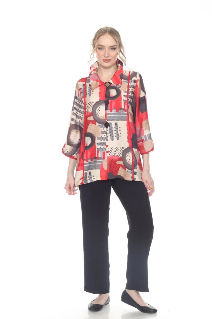 Abstract Brushstroke Blouse Jacket - 4118