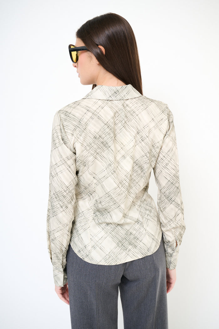 Abstract chequered long sleeve button shirt wholesale