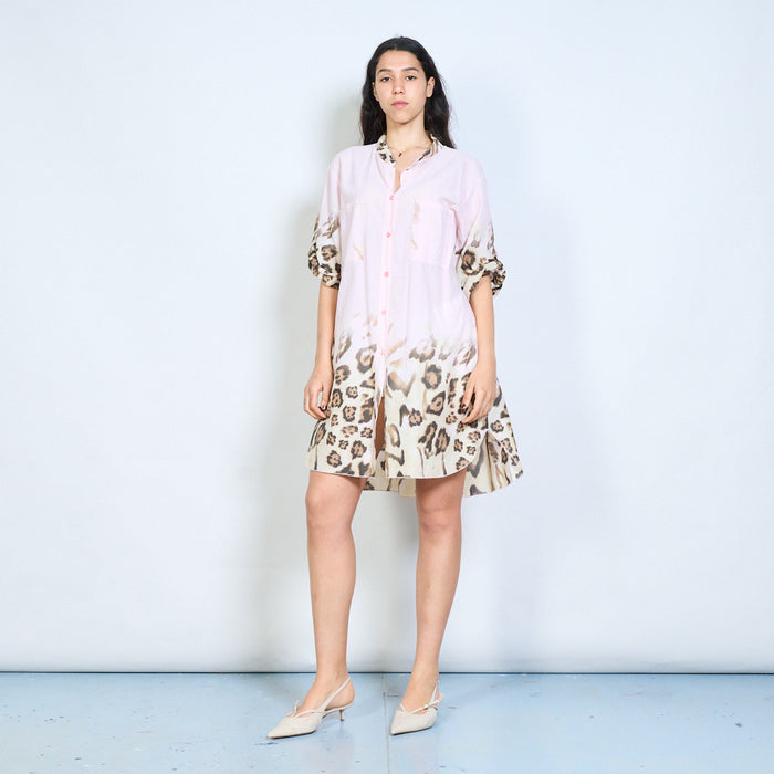 Abstract ombre print button down shirt dress wholesale