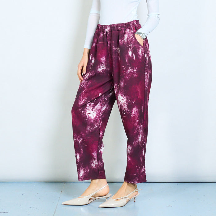 Abstract tie dye effect relaxed trouser wholesale