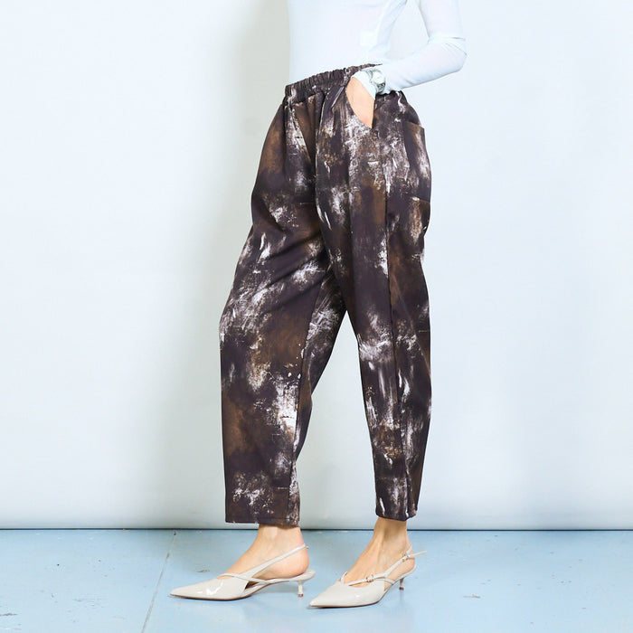 Abstract tie dye effect relaxed trouser wholesale