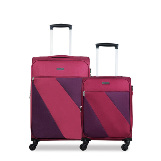ACE Soft Luggage Set of 2, red cabin and medium suitcase combo for short trips by Carriall