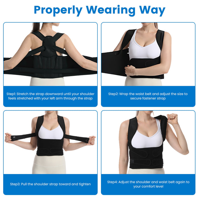 Adjustable Posture Corrector Back Brace - Invisible Under Clothes, Pain Relief for Men & Women - in use