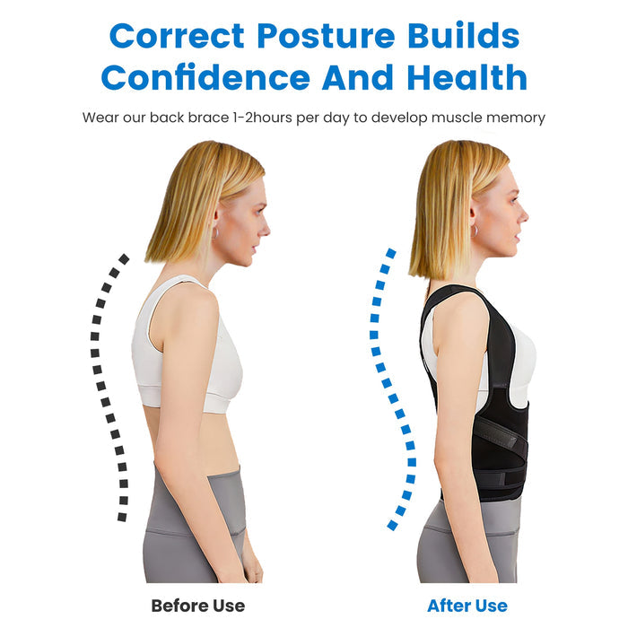 Adjustable Posture Corrector Back Brace - Invisible Under Clothes, Pain Relief for Men & Women - packaging view