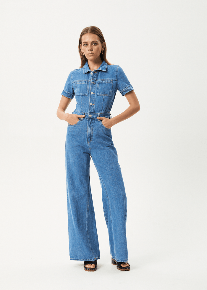 Afends Miami Denim Flared Jumpsuit - Bascora