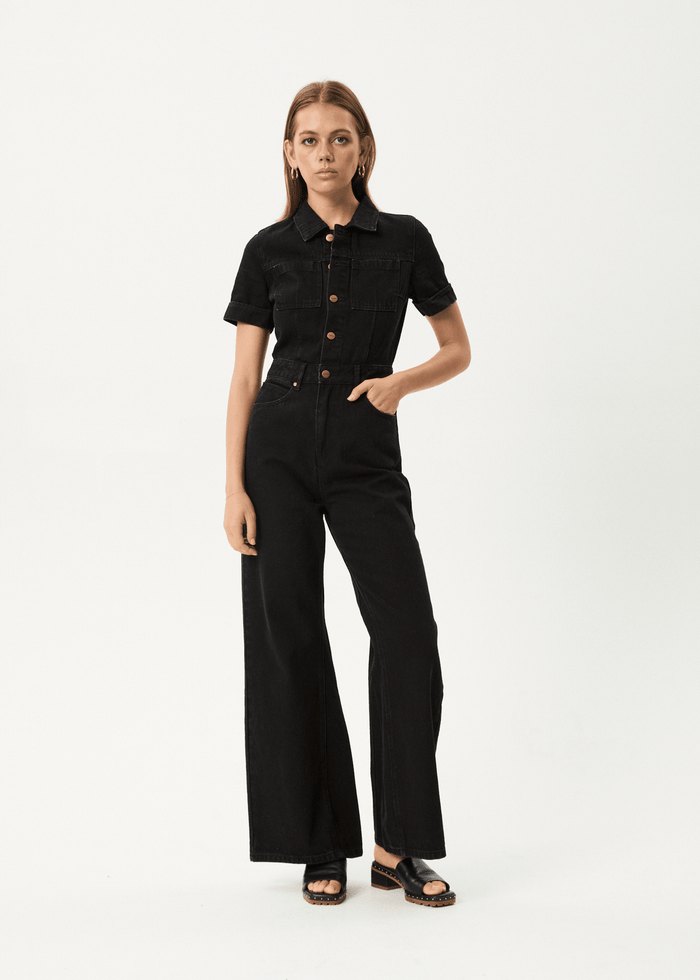 Afends Miami Denim Flared Jumpsuit |
