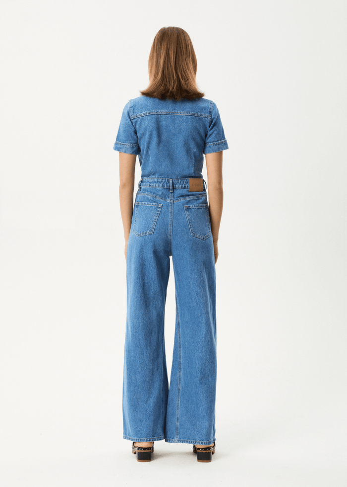 Afends Miami Denim Flared Jumpsuit |