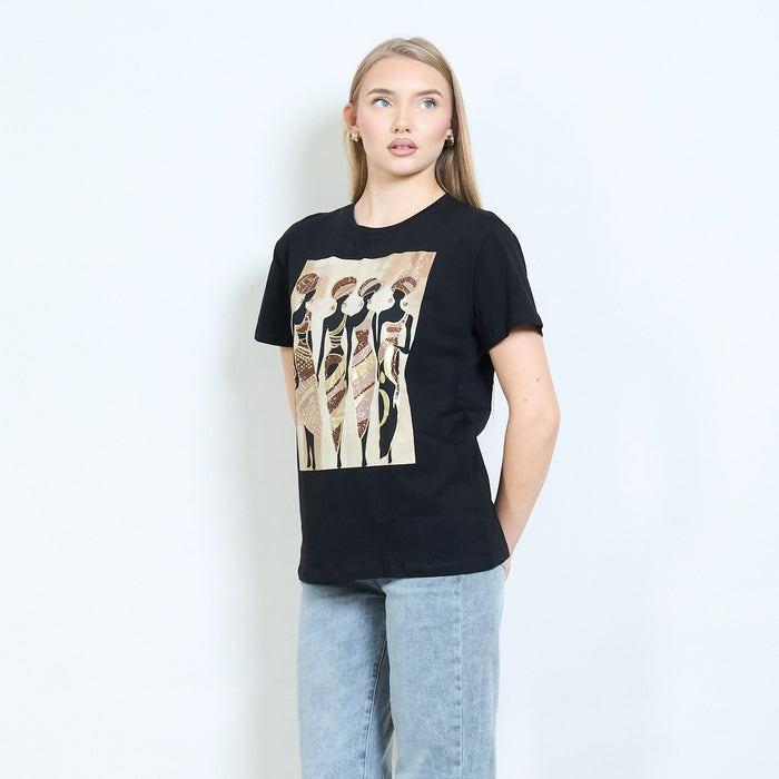Afro-inspired silhouettes graphic printed relaxed t-shirt wholesale