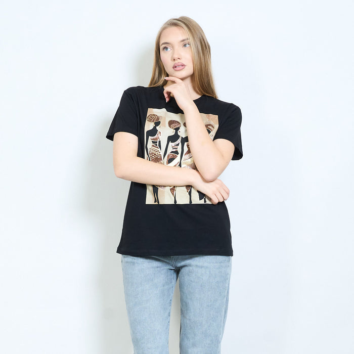 Afro-inspired silhouettes graphic printed relaxed t-shirt wholesale