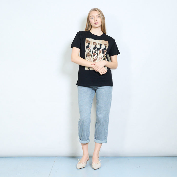 Afro-inspired silhouettes graphic printed relaxed t-shirt wholesale
