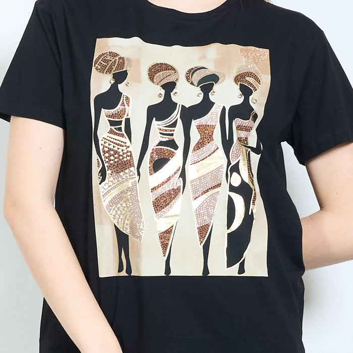 Afro-inspired silhouettes graphic printed relaxed t-shirt wholesale