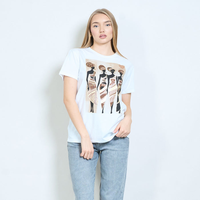 Afro-inspired silhouettes graphic printed relaxed t-shirt wholesale