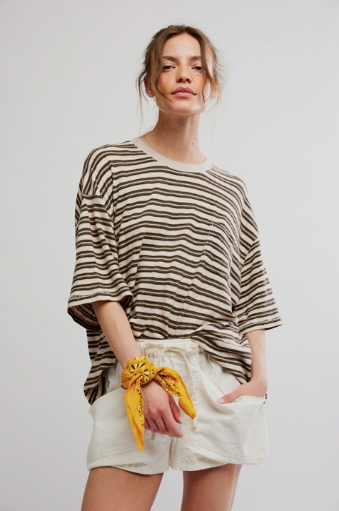 All Love Stripe Pocket Tee - Tea Combo