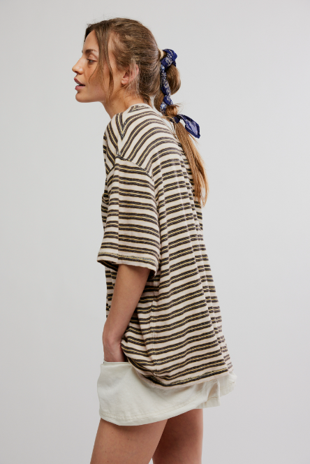 All Love Stripe Pocket Tee - Tea Combo