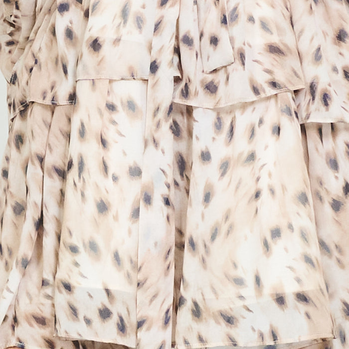 Animal print ruffle sleeve belted mini dress wholesale