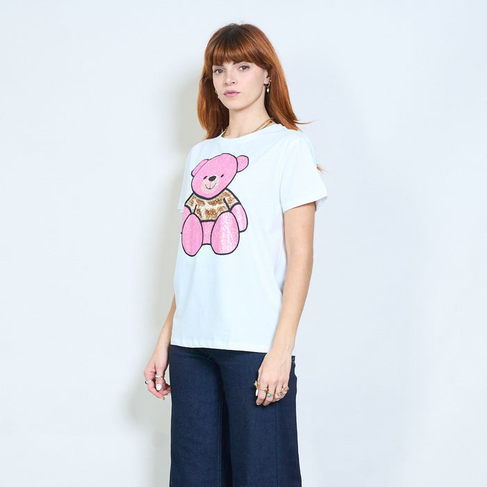 Animalia edit rhinestones bear graphic short sleeve t shirt wholesale