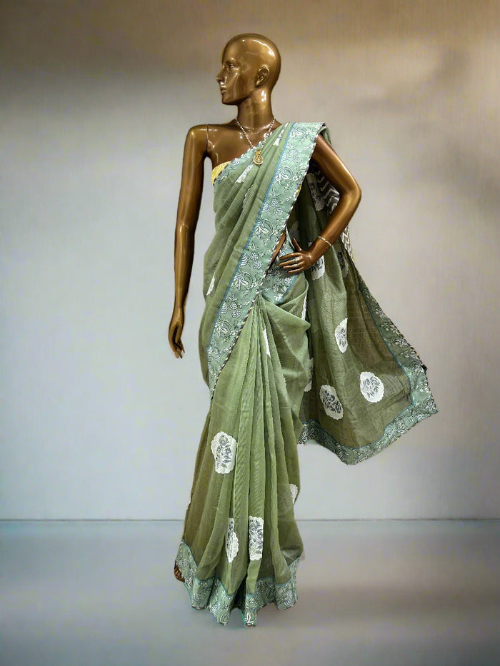 Appliqued Supernet saree