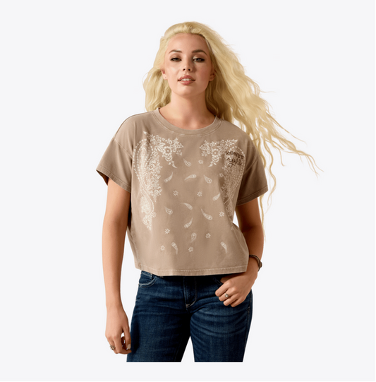 Ariat Paisley Boxy Crop T-Shirt at Bourbon Cowgirl