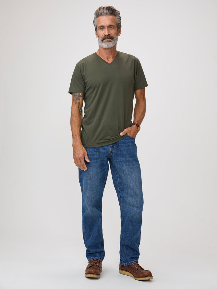 Easy Everyday Tees # Men's T-shirts Army Green V-Necks | Premium Comfort, Fit and Fabric