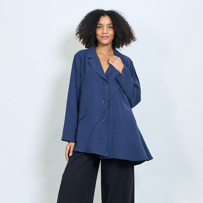 Asymmetric button front longline blazer wholesale