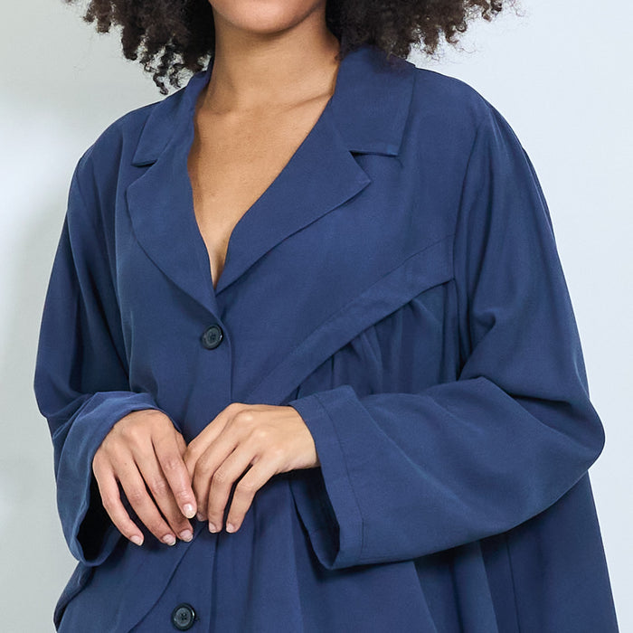 Asymmetric button front longline blazer wholesale