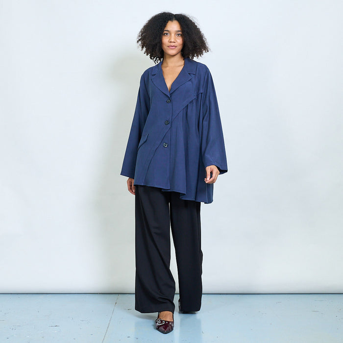 Asymmetric button front longline blazer wholesale