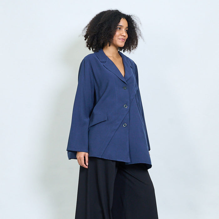 Asymmetric button front longline blazer wholesale