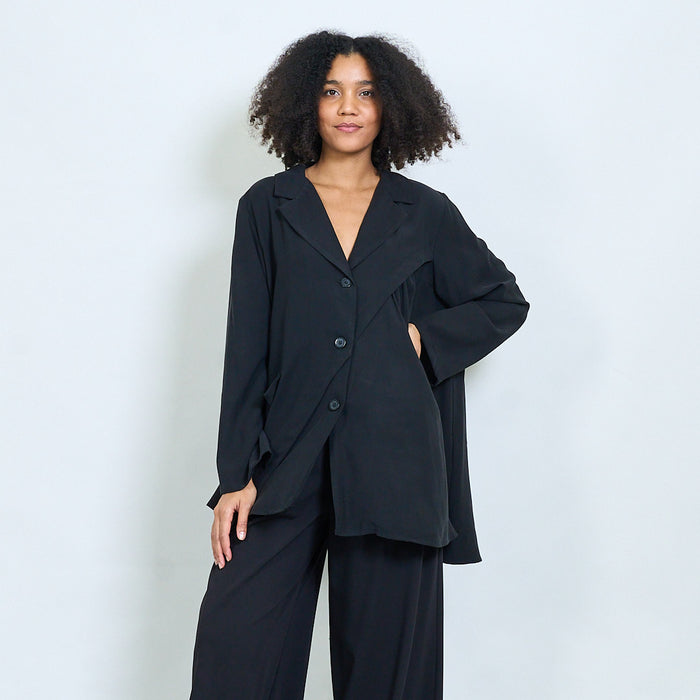 Asymmetric button front longline blazer wholesale