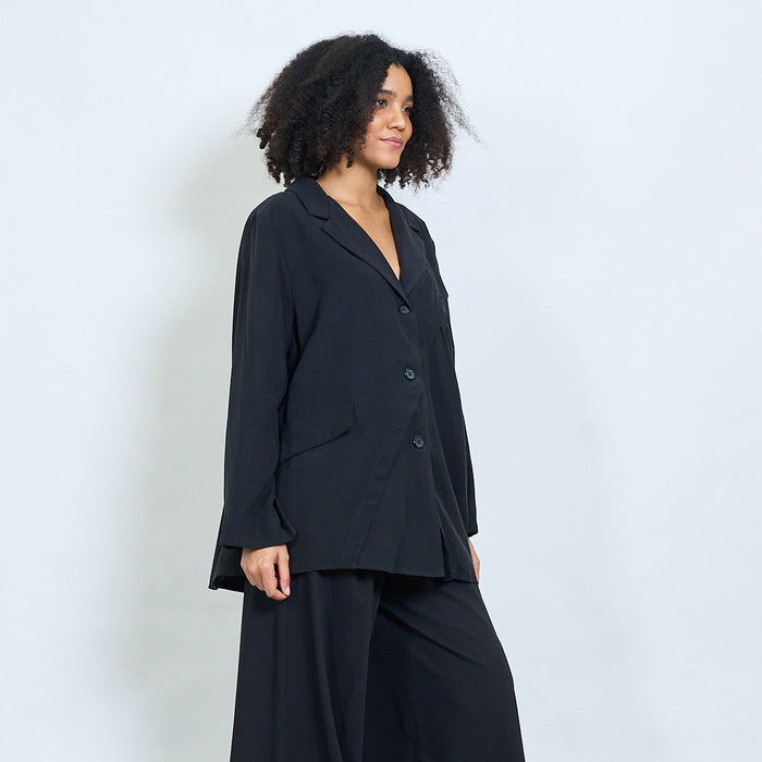 Asymmetric button front longline blazer wholesale