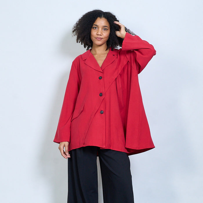 Asymmetric button front longline blazer wholesale