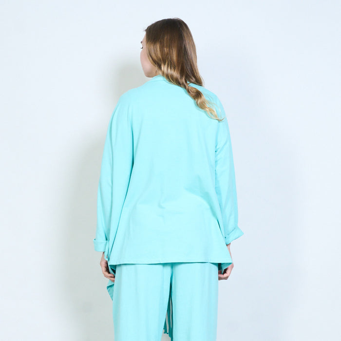 Asymmetric fringe hem open front longline cardigan wholesale