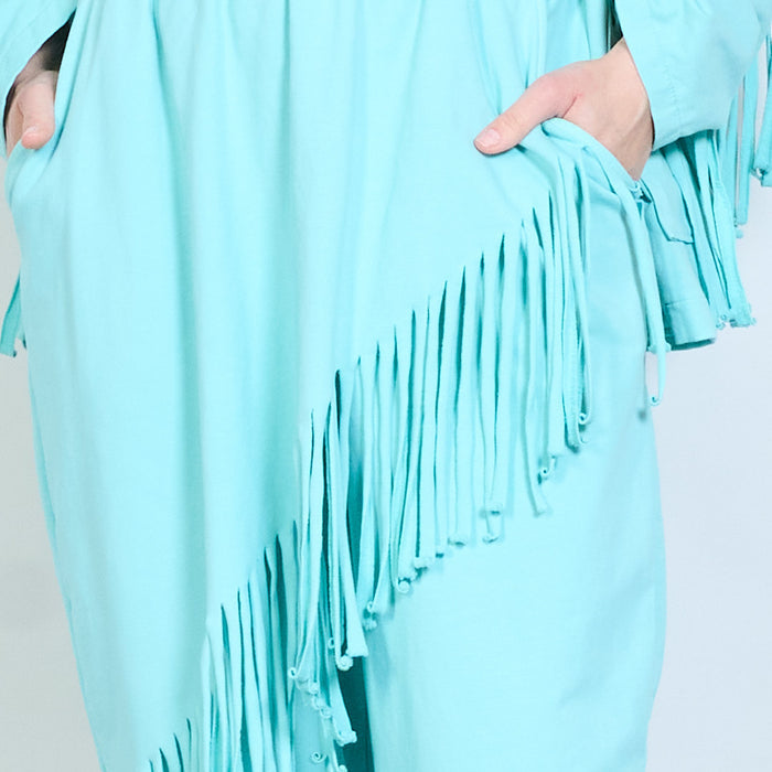 Asymmetric fringe overlay relaxed fit trousers wholesale