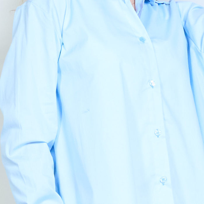 Asymmetric hem button front oversized shirt wholesale