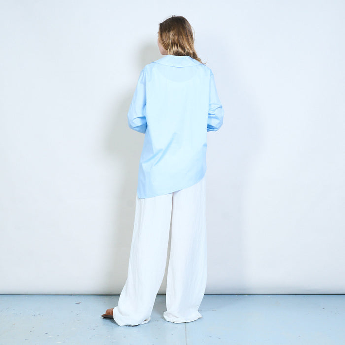 Asymmetric hem button front oversized shirt wholesale