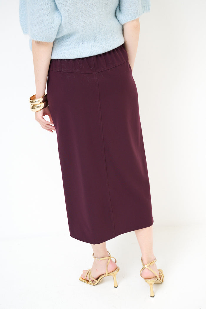 Asymmetric midi skirt with front slit wholesale