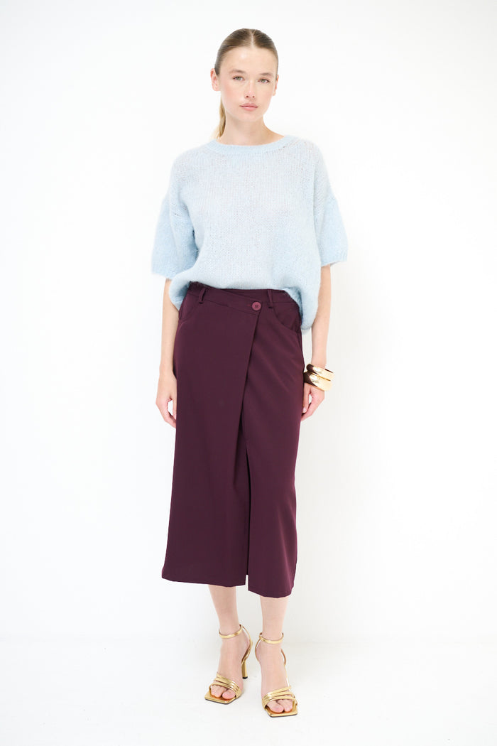 Asymmetric midi skirt with front slit wholesale