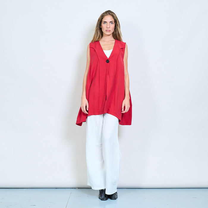 Asymmetric sleeveless vest with ruched tie details wholesale