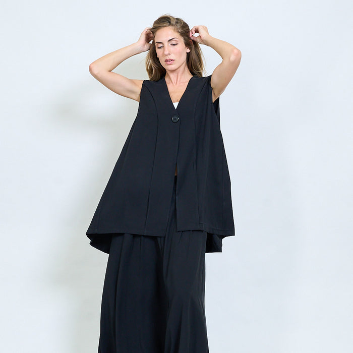 Asymmetric sleeveless vest with ruched tie details wholesale
