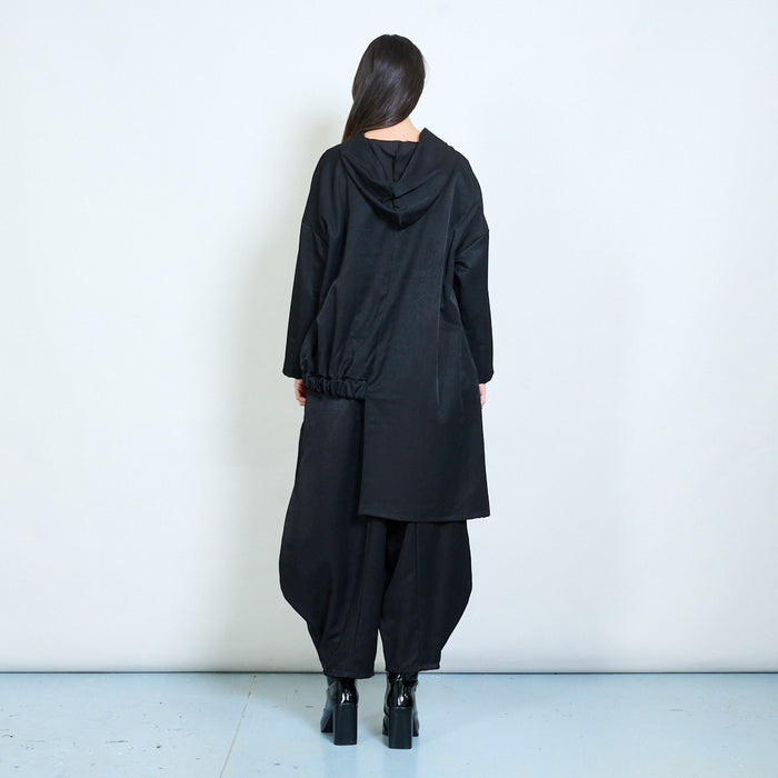 Asymmetric zip-up hooded drape jacket wholesale