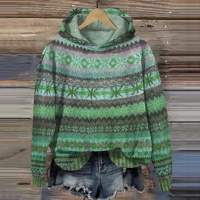 Aurelissa - Hoodie Ethnique Multicolore en Maille Douce
