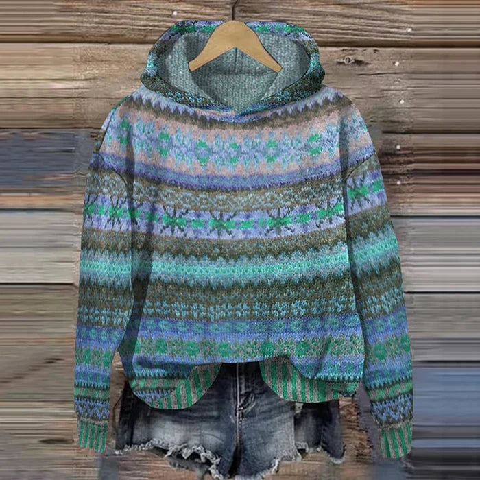 Aurelissa - Hoodie Ethnique Multicolore en Maille Douce
