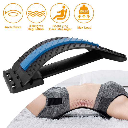 Back Stretcher & Lumbar Support Device - Multi-Level Spinal Decompression for Upper & Lower Back Pain Relief