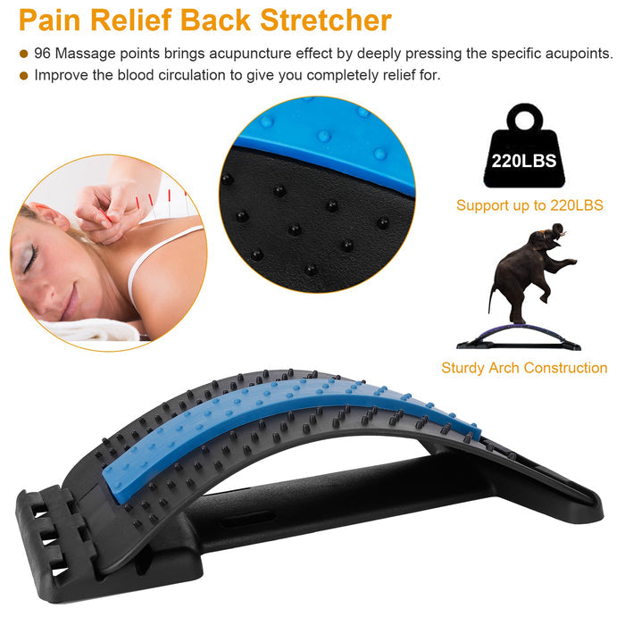 Back Stretcher & Lumbar Support Device - Multi-Level Spinal Decompression for Upper & Lower Back Pain Relief