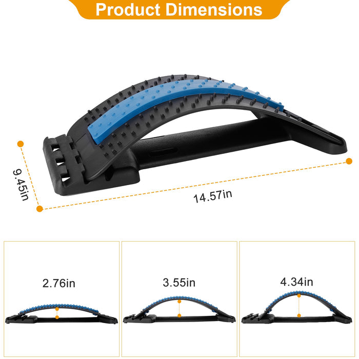 Back Stretcher & Lumbar Support Device - Multi-Level Spinal Decompression for Upper & Lower Back Pain Relief