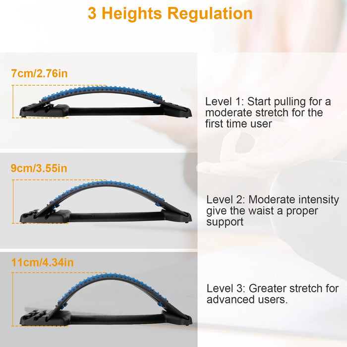 Back Stretcher & Lumbar Support Device - Multi-Level Spinal Decompression for Upper & Lower Back Pain Relief