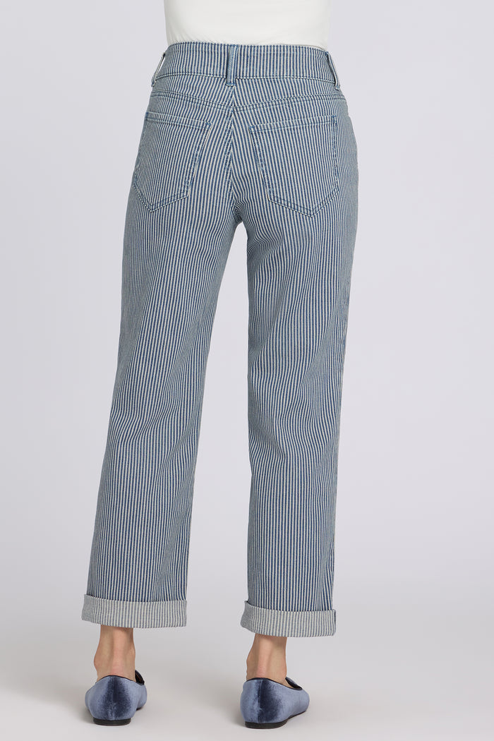 Bailey Relaxed Straight Crop Jeans In Petite - Malaga Stripe